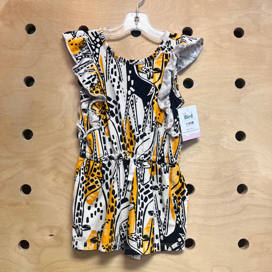 Black/Orange Girrafe Cotton Romper