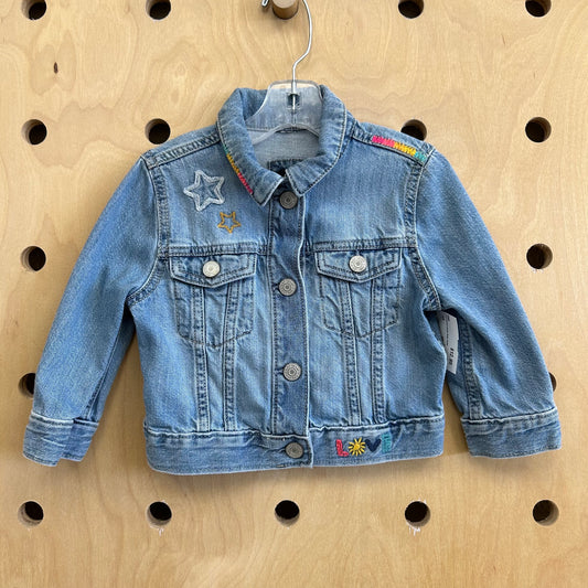 Embroidered Denim Snap Jacket