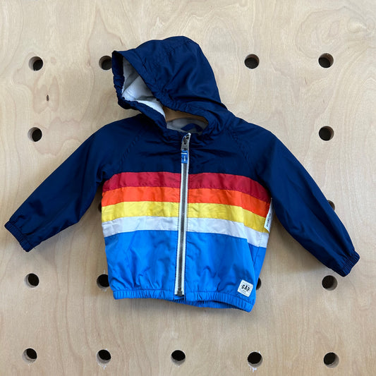 Blue Striped Hoodie Windbreaker