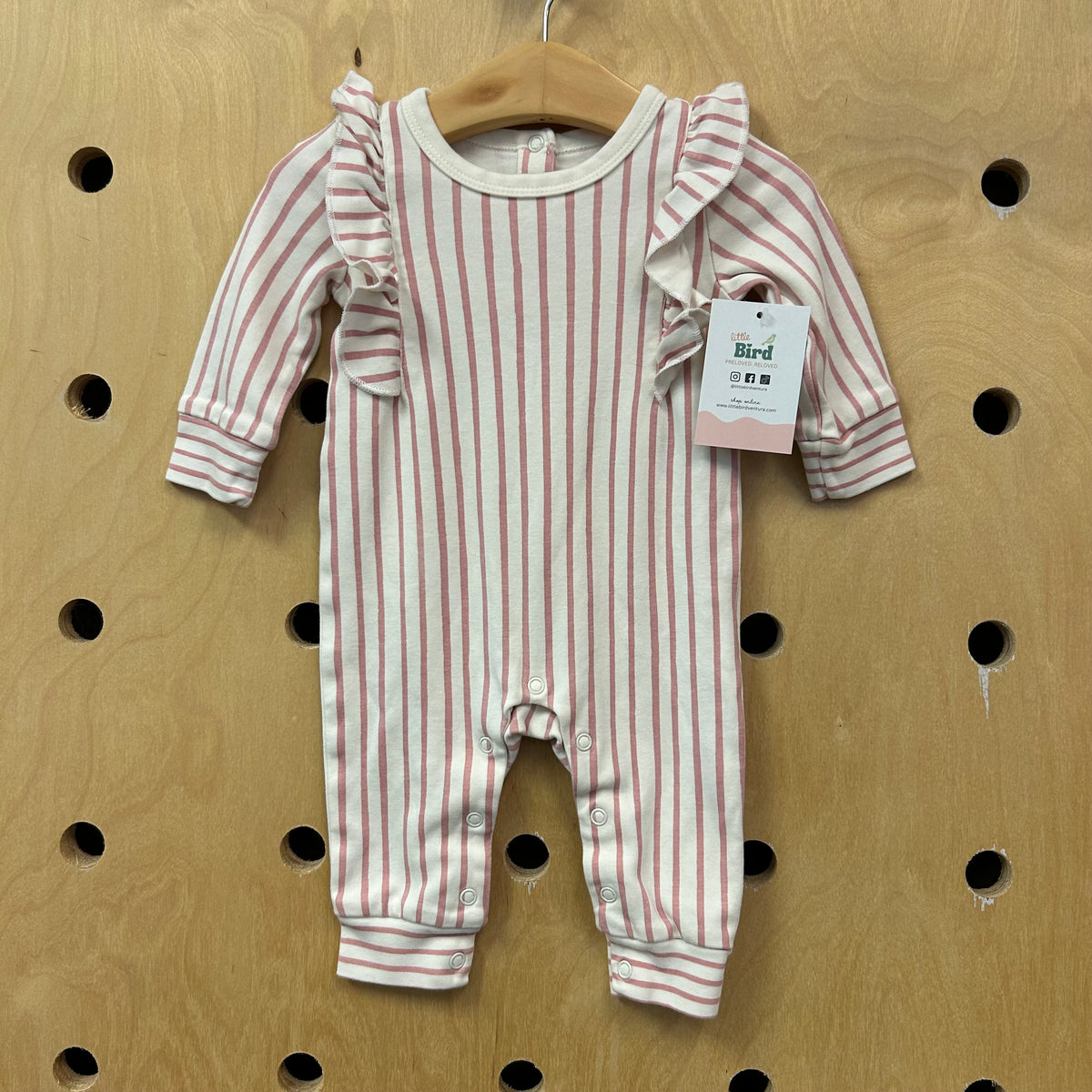 Pink & White Striped Organic Romper