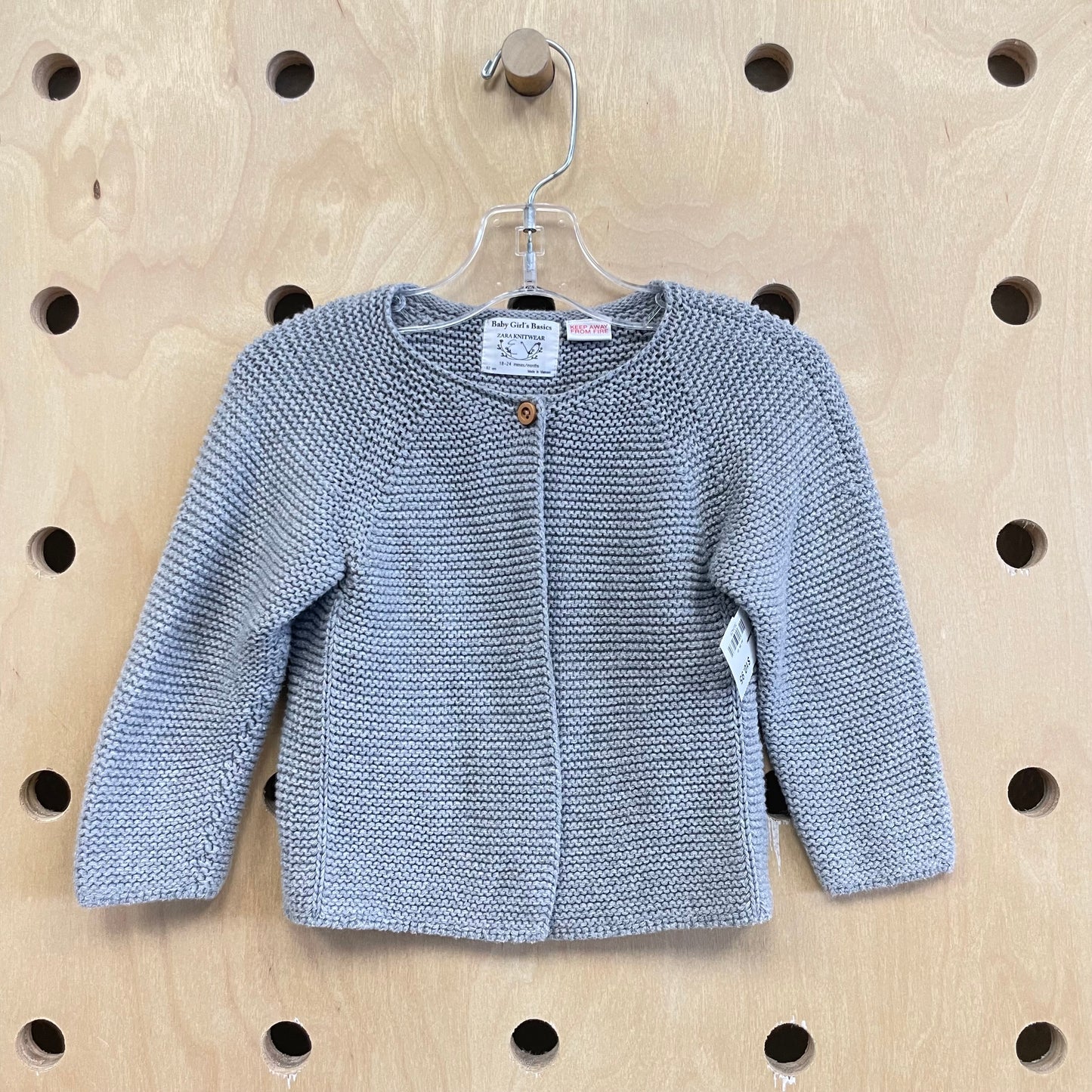 Grey Knit Top Button Sweater