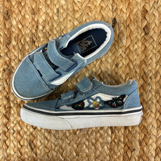 Blue Denim & Embroidered Patches V Sneakers