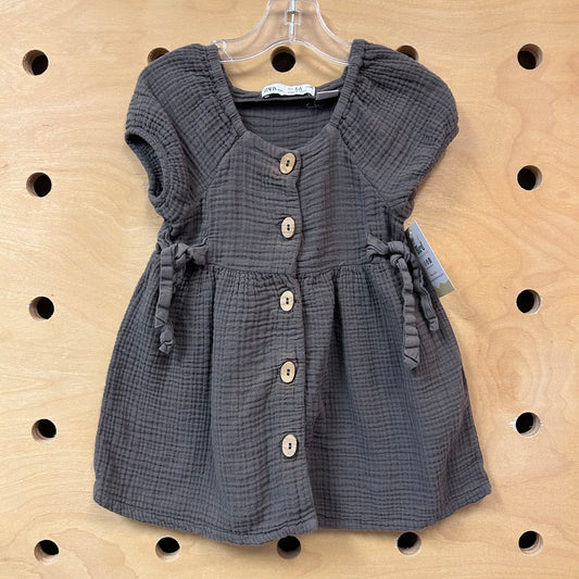 Grey Gauze Side-Tie Dress