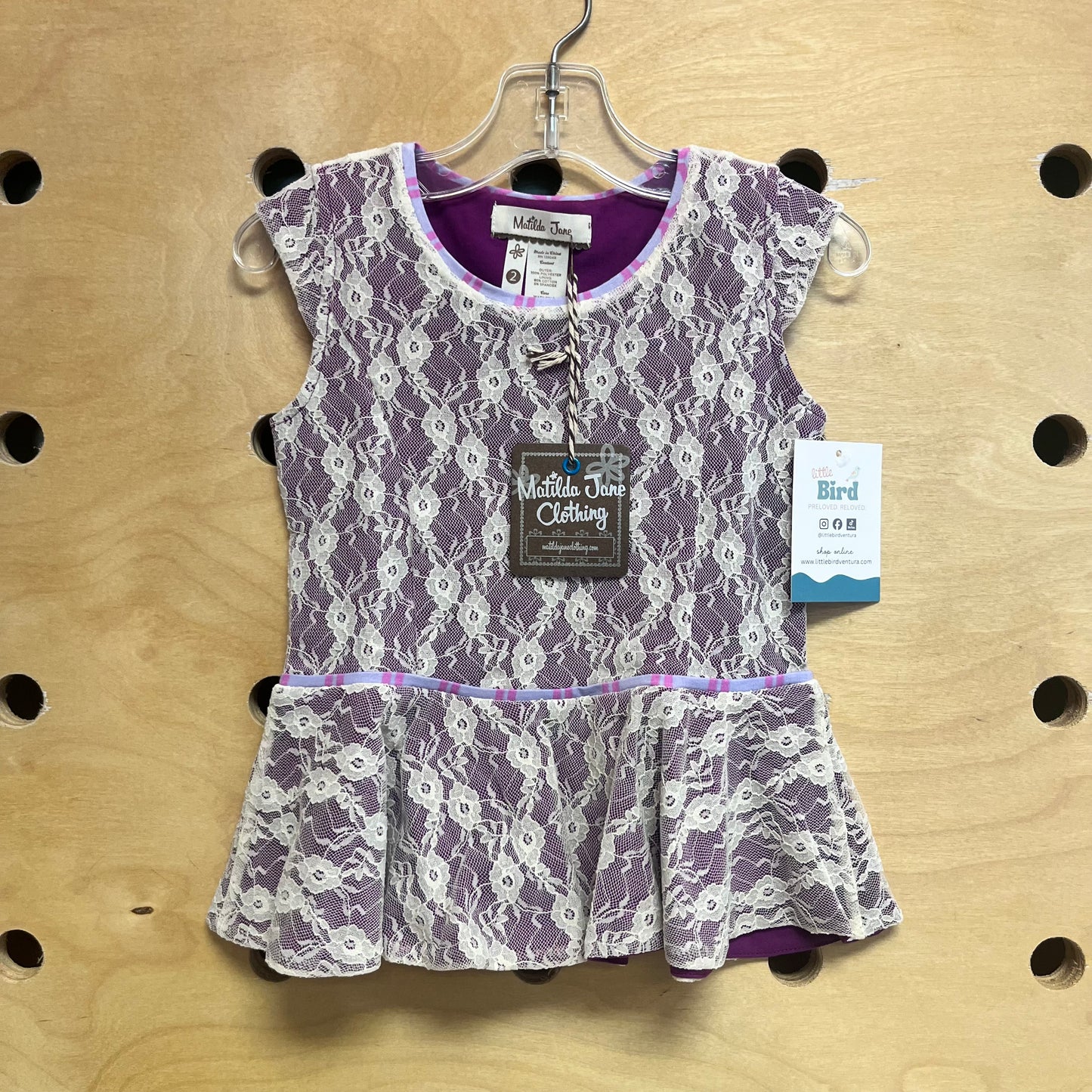 Violet & Cream Lace Overlay Top NEW!