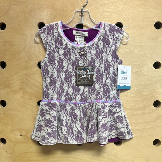 Violet & Cream Lace Overlay Top NEW!