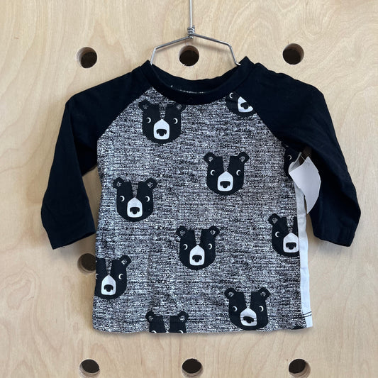 B&W Bear Baseball LS Tee