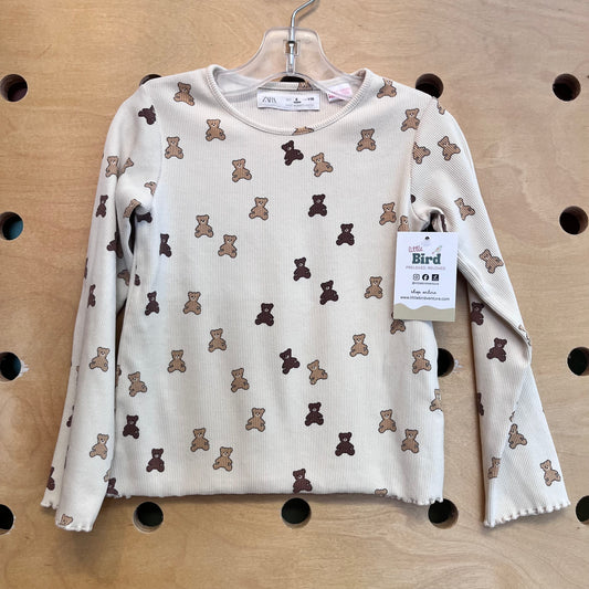 Cream Ribbed Teddy Bears Top