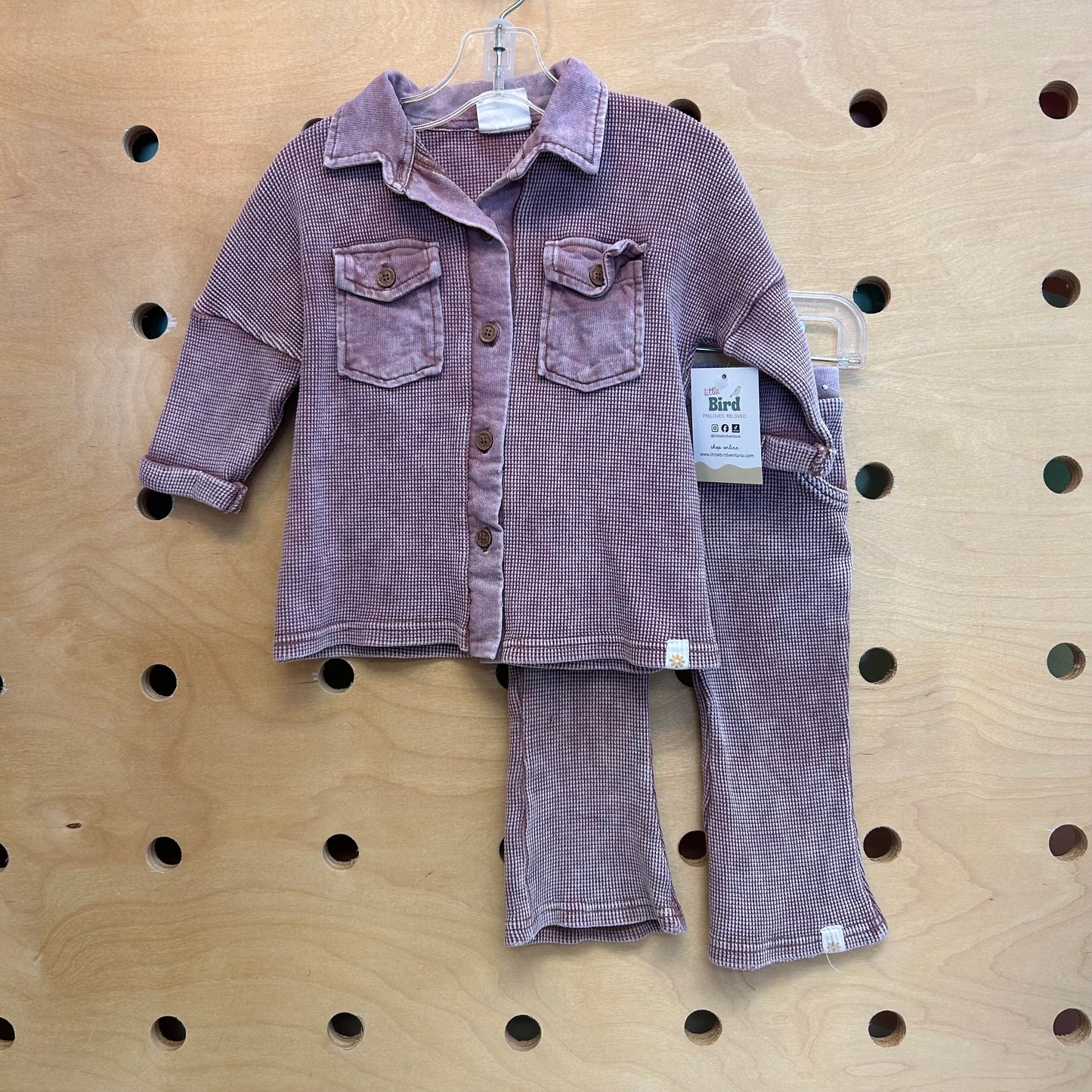 Purple Waffle Knit Button Up/Pants