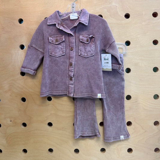Purple Waffle Knit Button Up/Pants