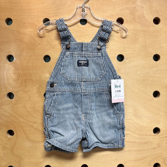 Blue/White Striped Denim Shortalls