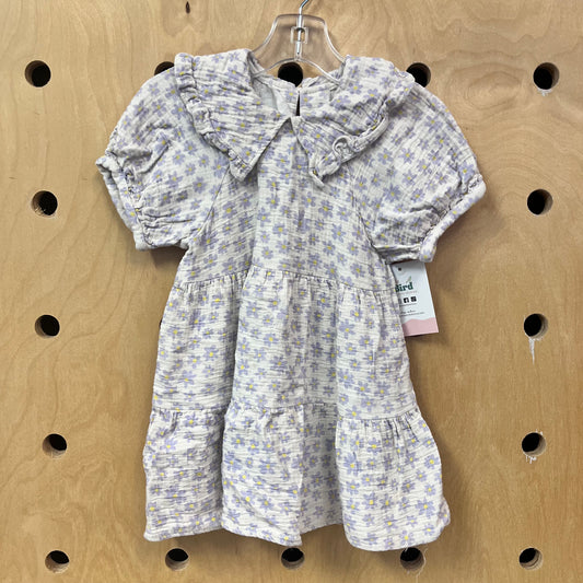 Cream + Purple Floral Gauze Dress