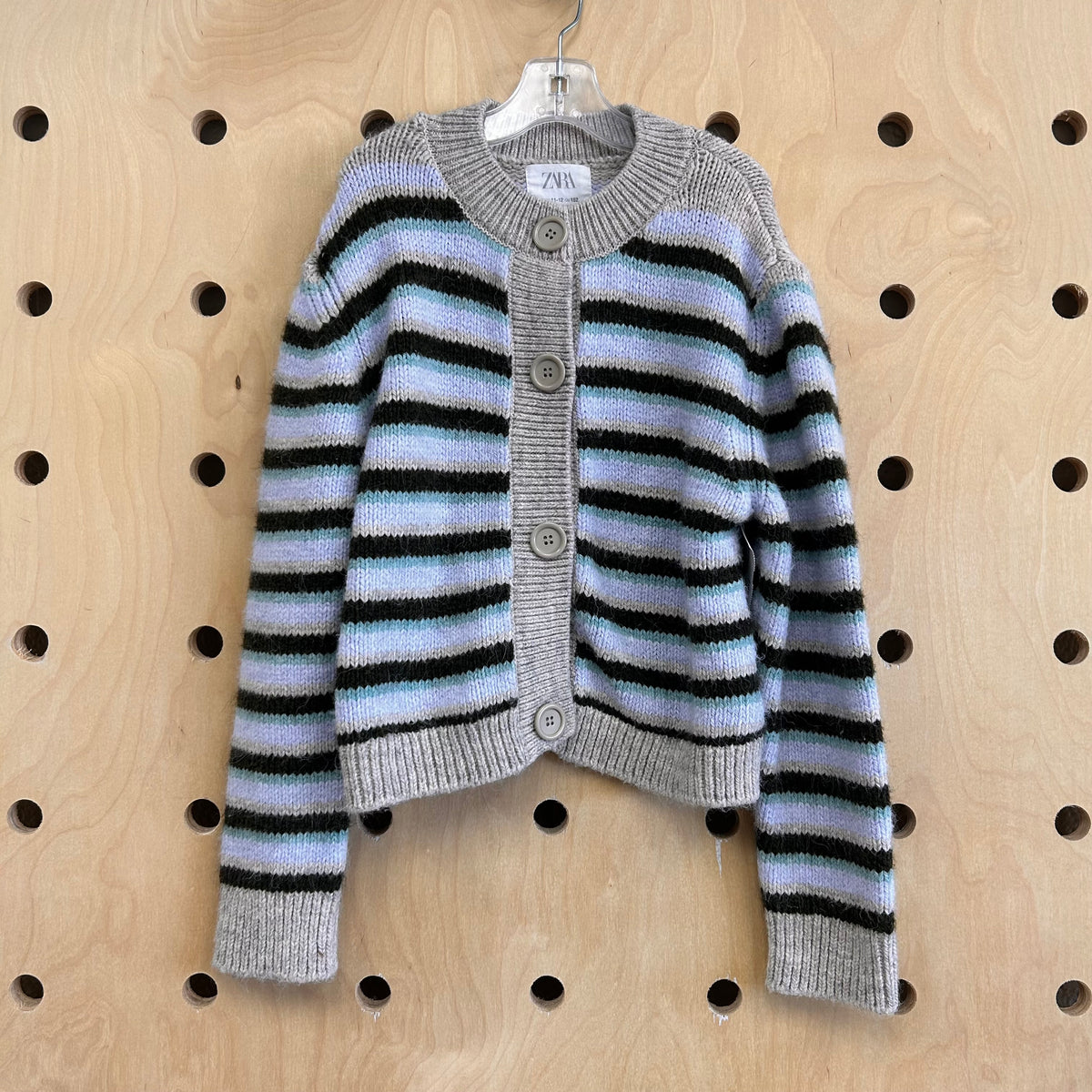Grey & Lavender Striped Cardigan