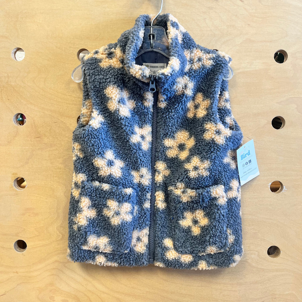 Grey/Brown Floral Sherpa Vest