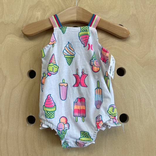 White + Neon Ice Creams Romper