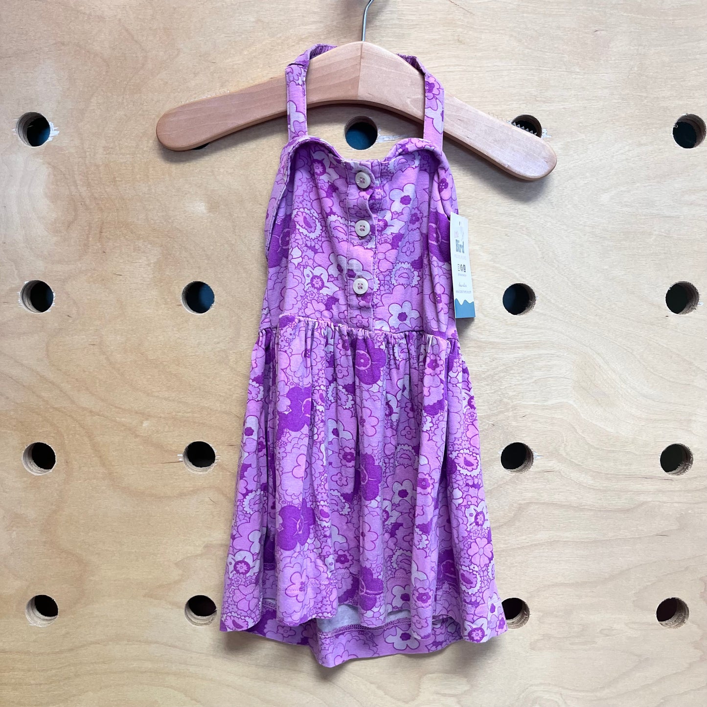 Purple Floral Bamboo Halter Dress