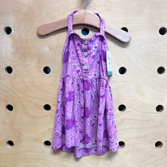 Purple Floral Bamboo Halter Dress