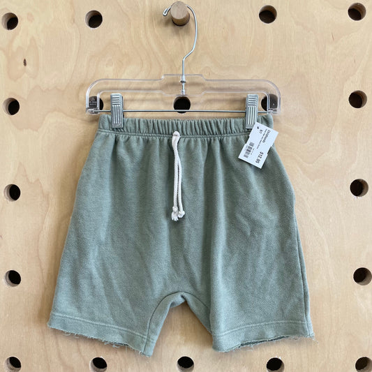 Green Raw Hem Harem Shorts