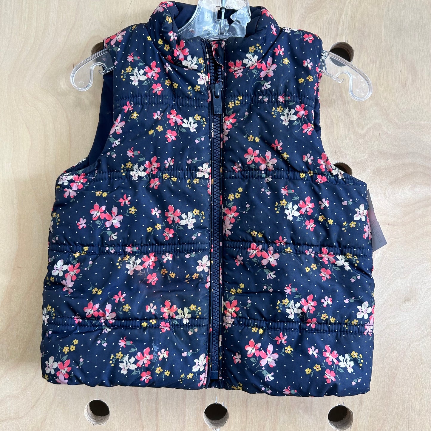 Blue Floral Puffer Vest
