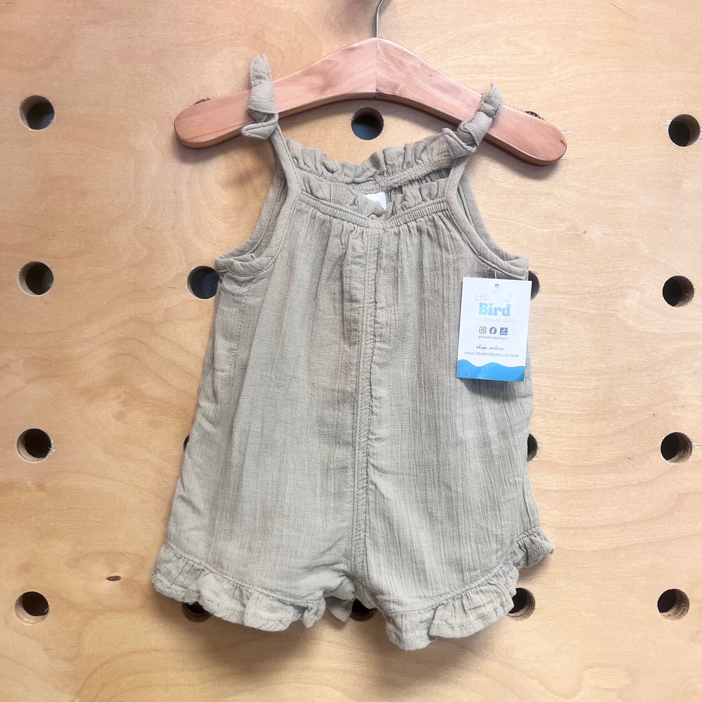 Organic Green Gauze Tank Romper