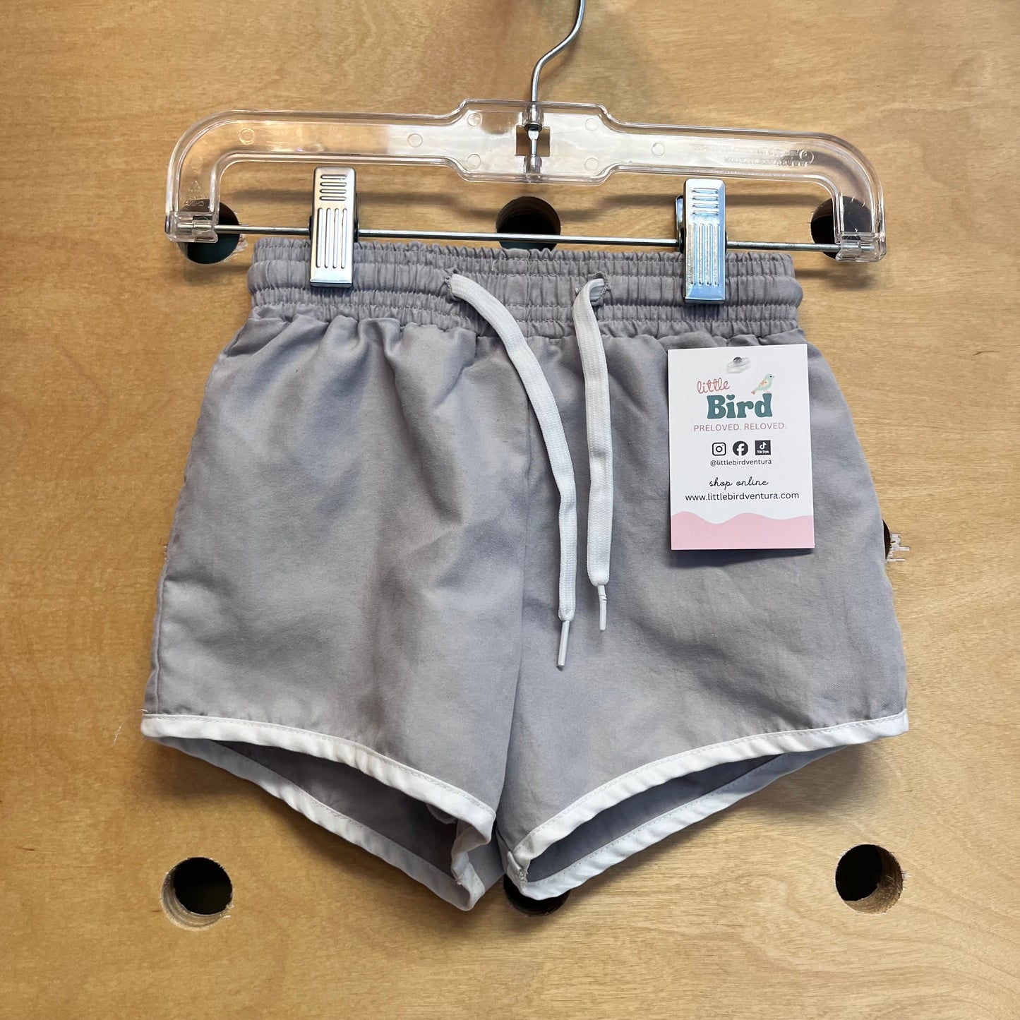 Grey/White Drawstring Swim Shorts