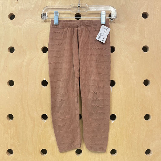 Brown Textrued Ribbed Leggings