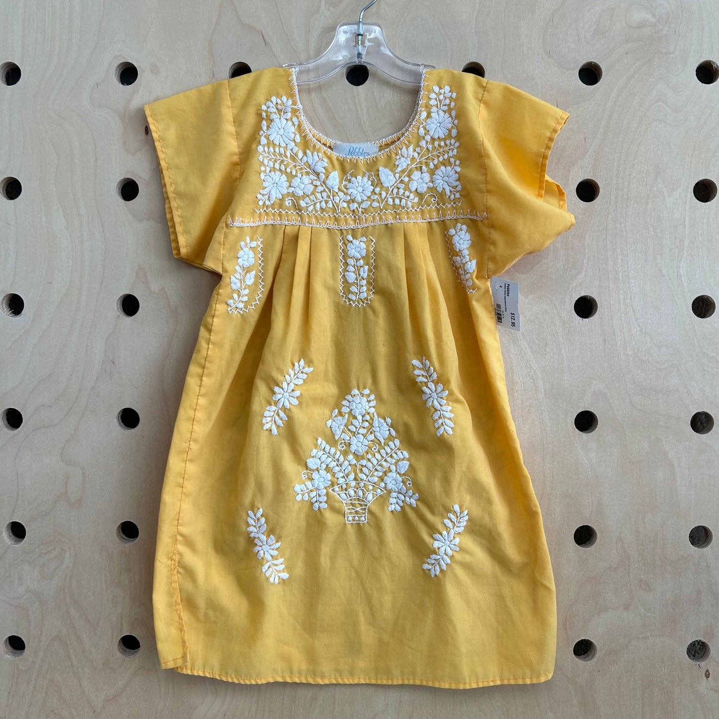Yellow Floral Embroidered Dress