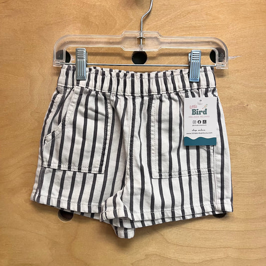 Grey/White Striped Soft Denim Shorts