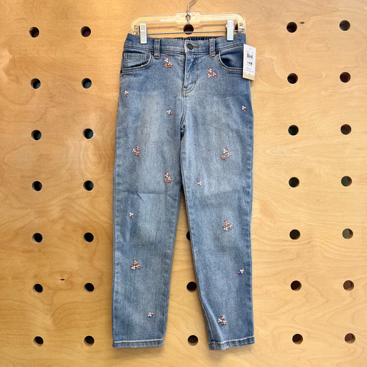 Embroidered Floral Denim