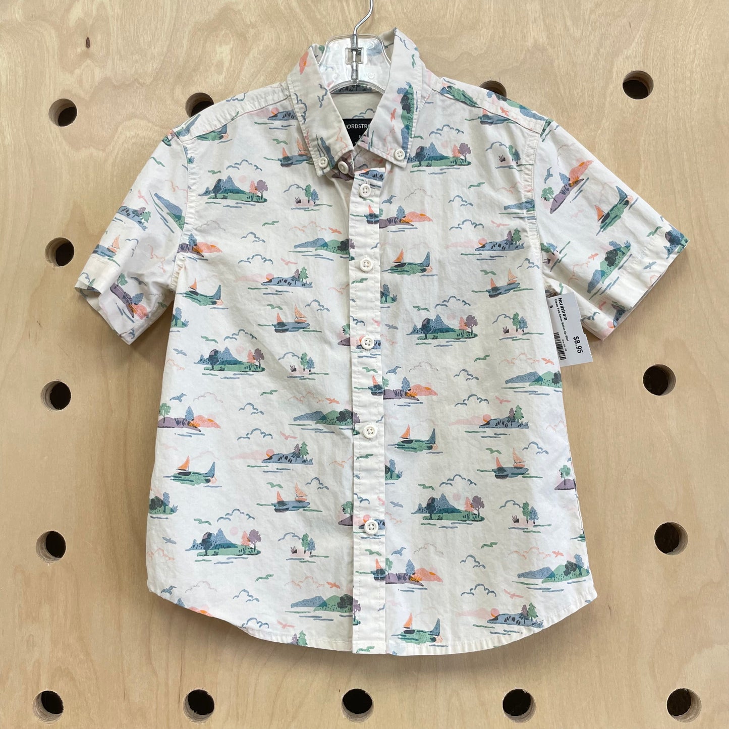 Cream Park Scene Button Up Shirt