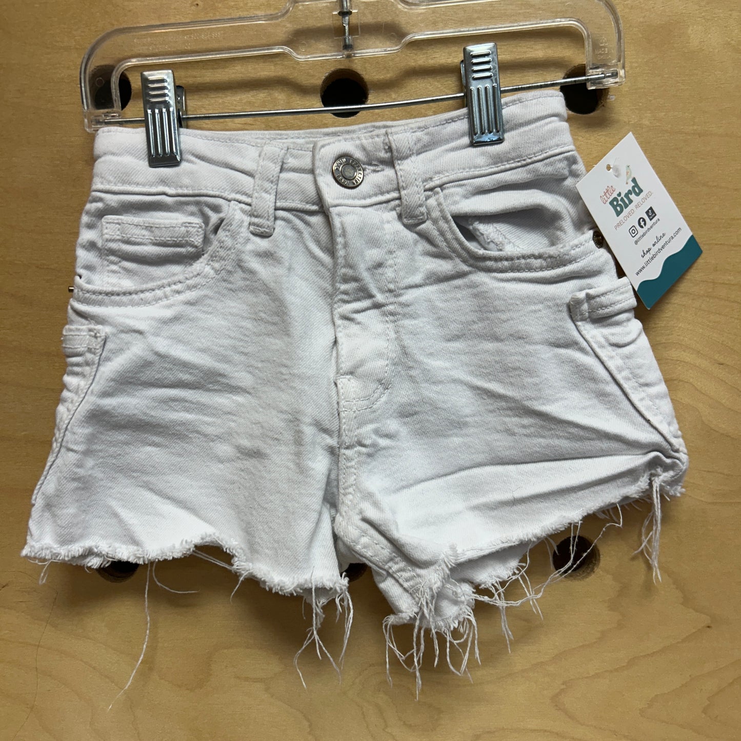 White Raw Hem Denim Shorts