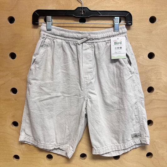 Beige Linen Blend Drawstring Shorts