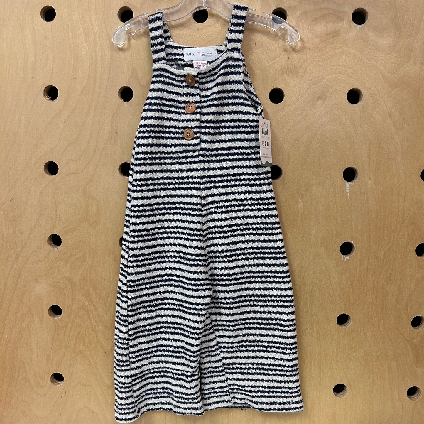 Blue & White Striped Knit Jumpsuit