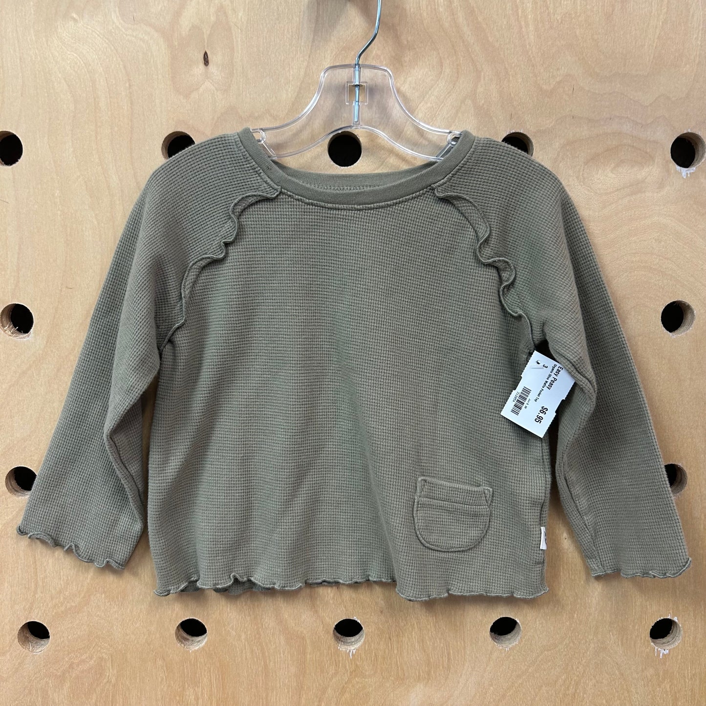 Organic Olive Waffle Pocket Top