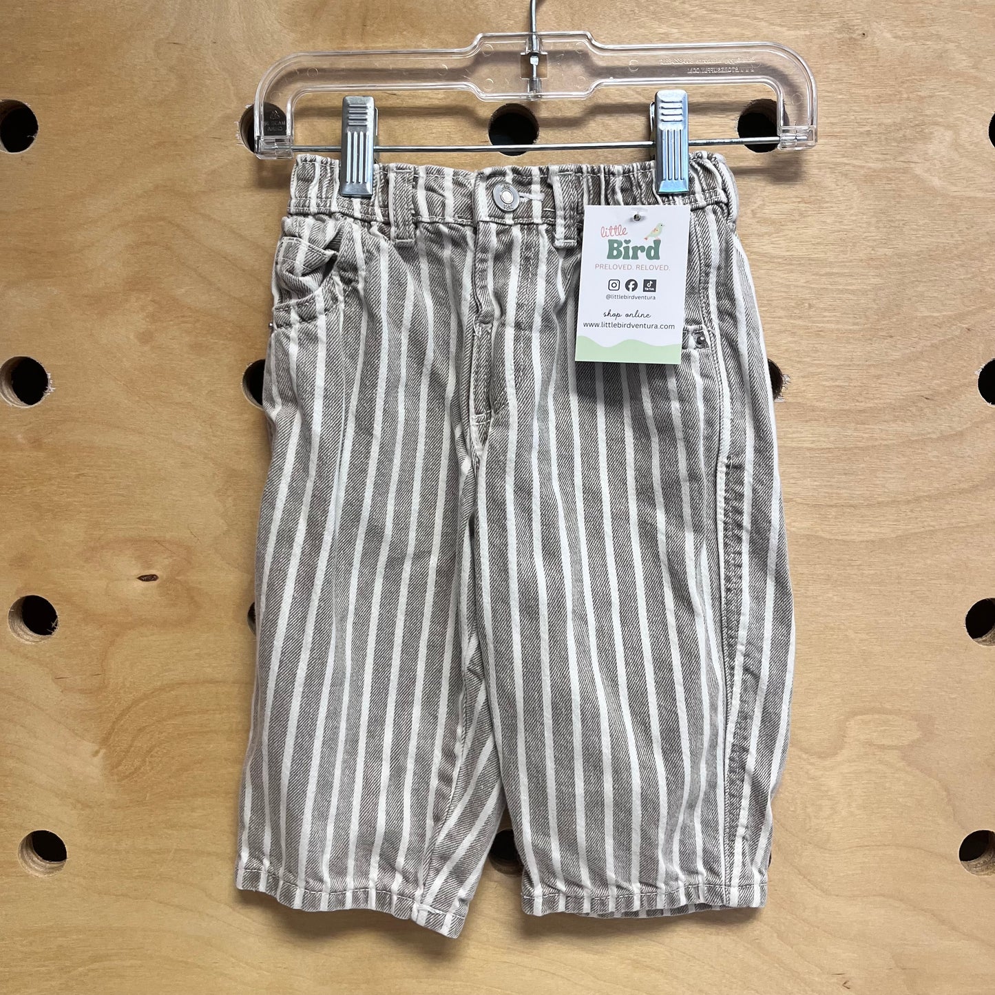 Grey Striped Denim Pants