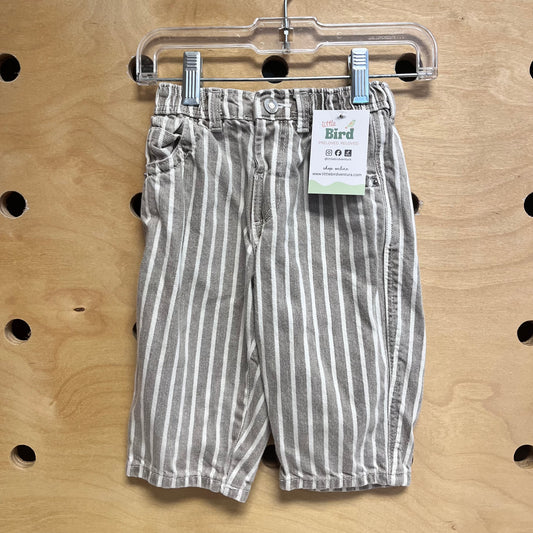 Grey Striped Denim Pants
