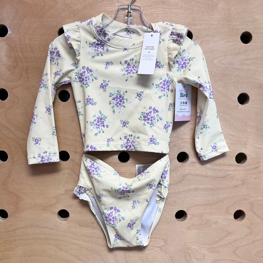 2pc. Yellow/Purple Floral Swimsuit NEW!