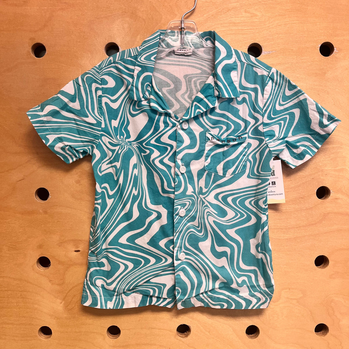 Aqua/White Swirls Button Up