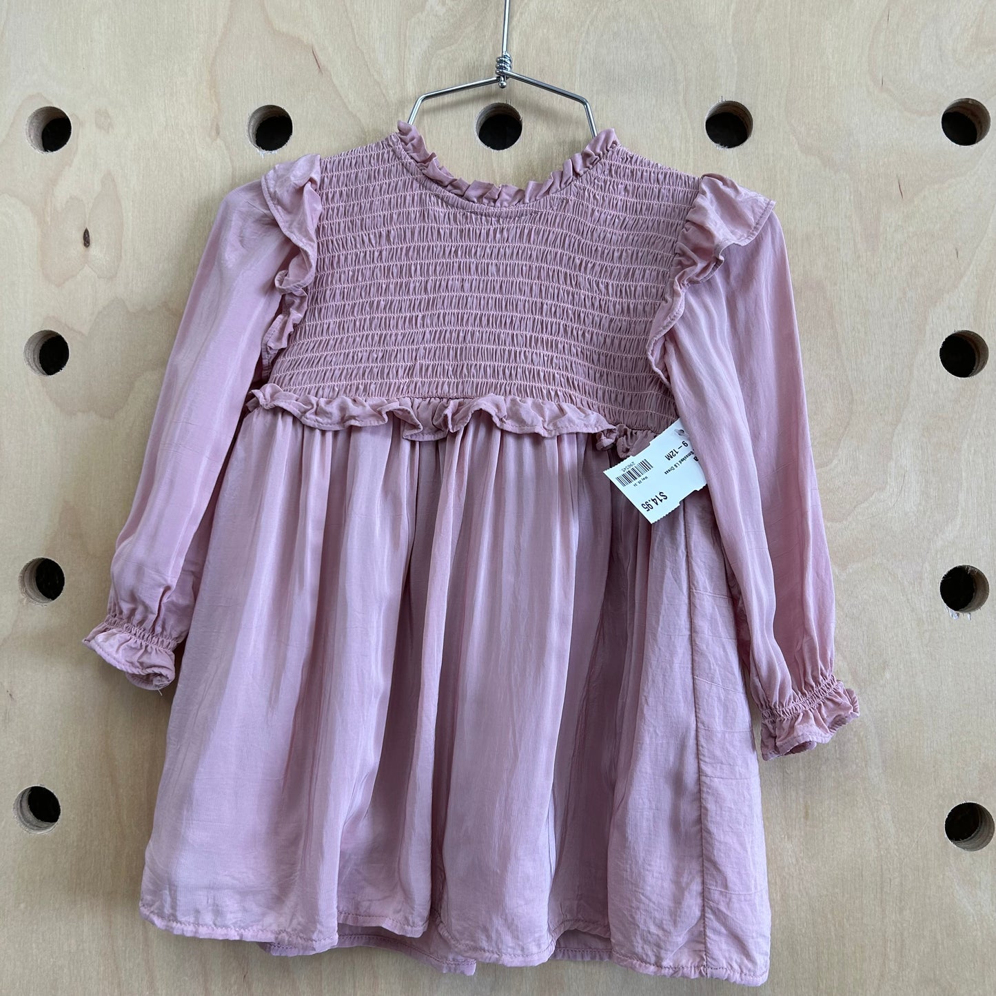 Pink Smocked LS Dress