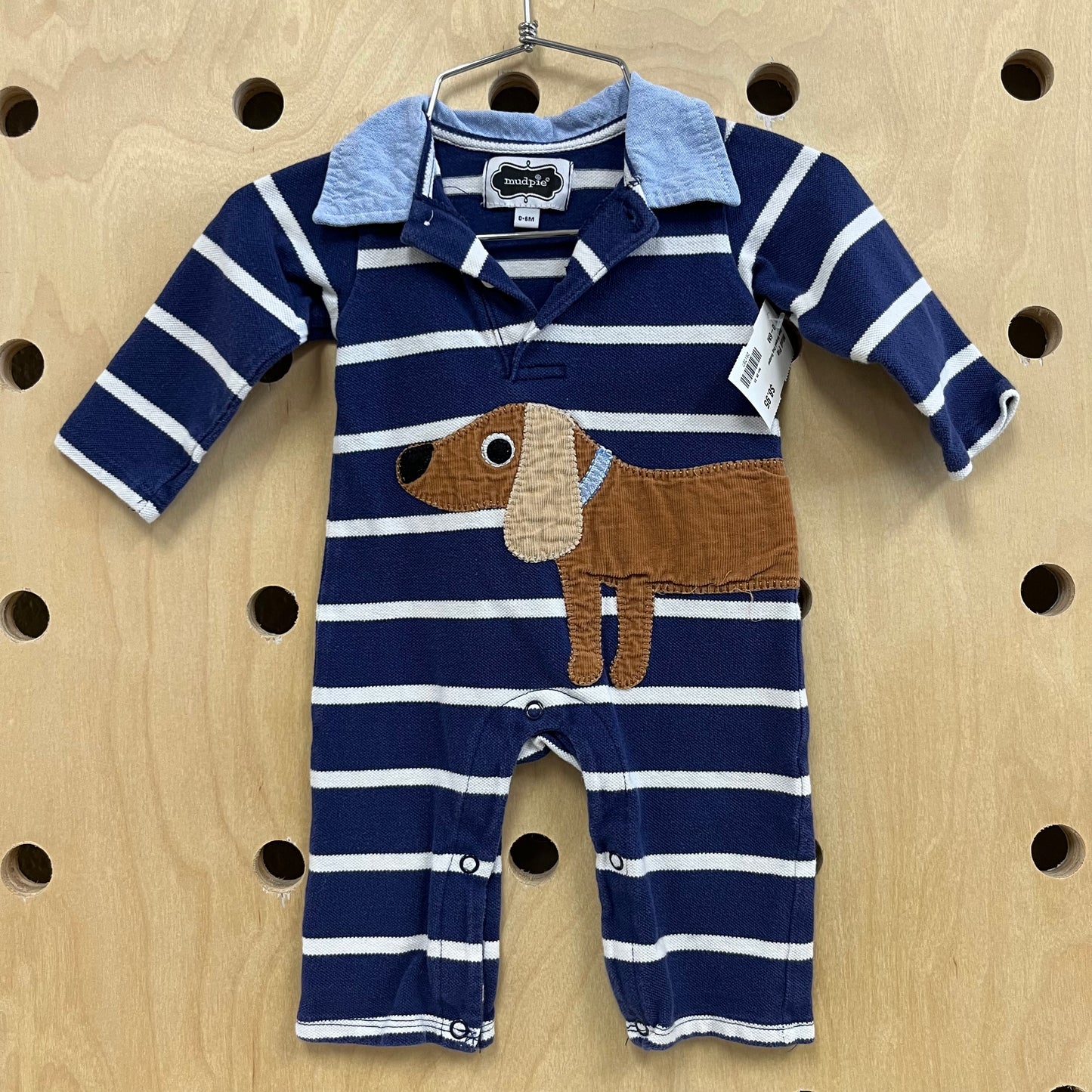 Blue Striped Dog Romper