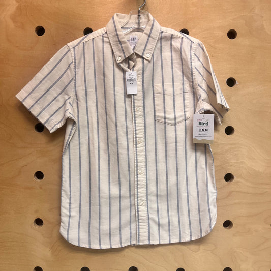 Cream & Blue Striped Button Up NEW!
