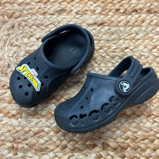 Black 'Spider-Man' Charm Perforated Shoes