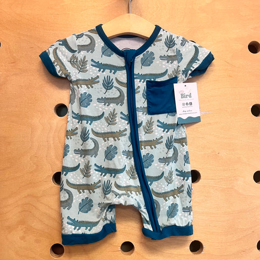 Blue Bamboo Crocodile/Leaf Zippy