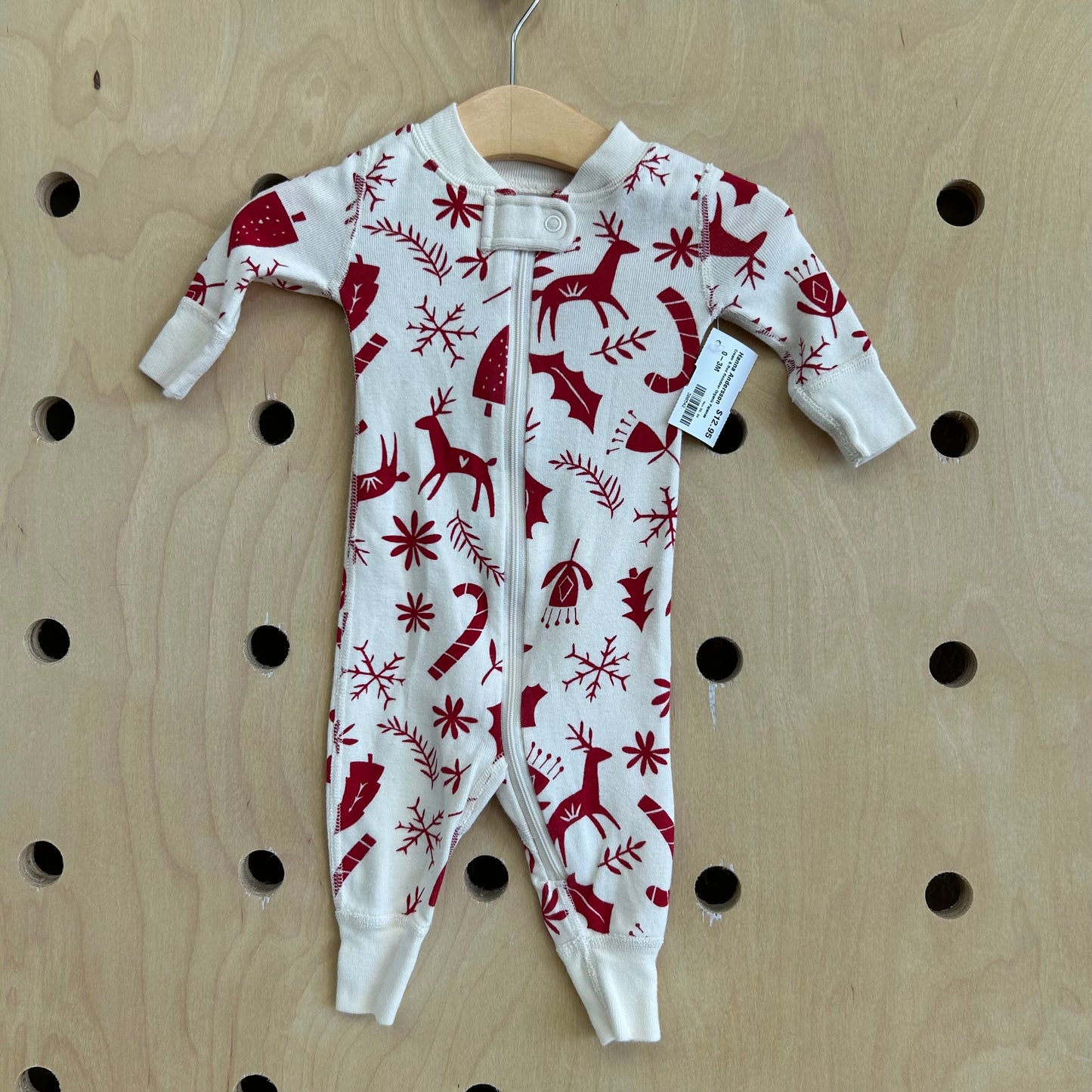 Cream & Red Reindeer Organic Pajamas