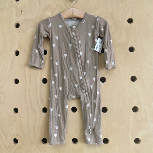Tan Hearts Bamboo Blend Zippy