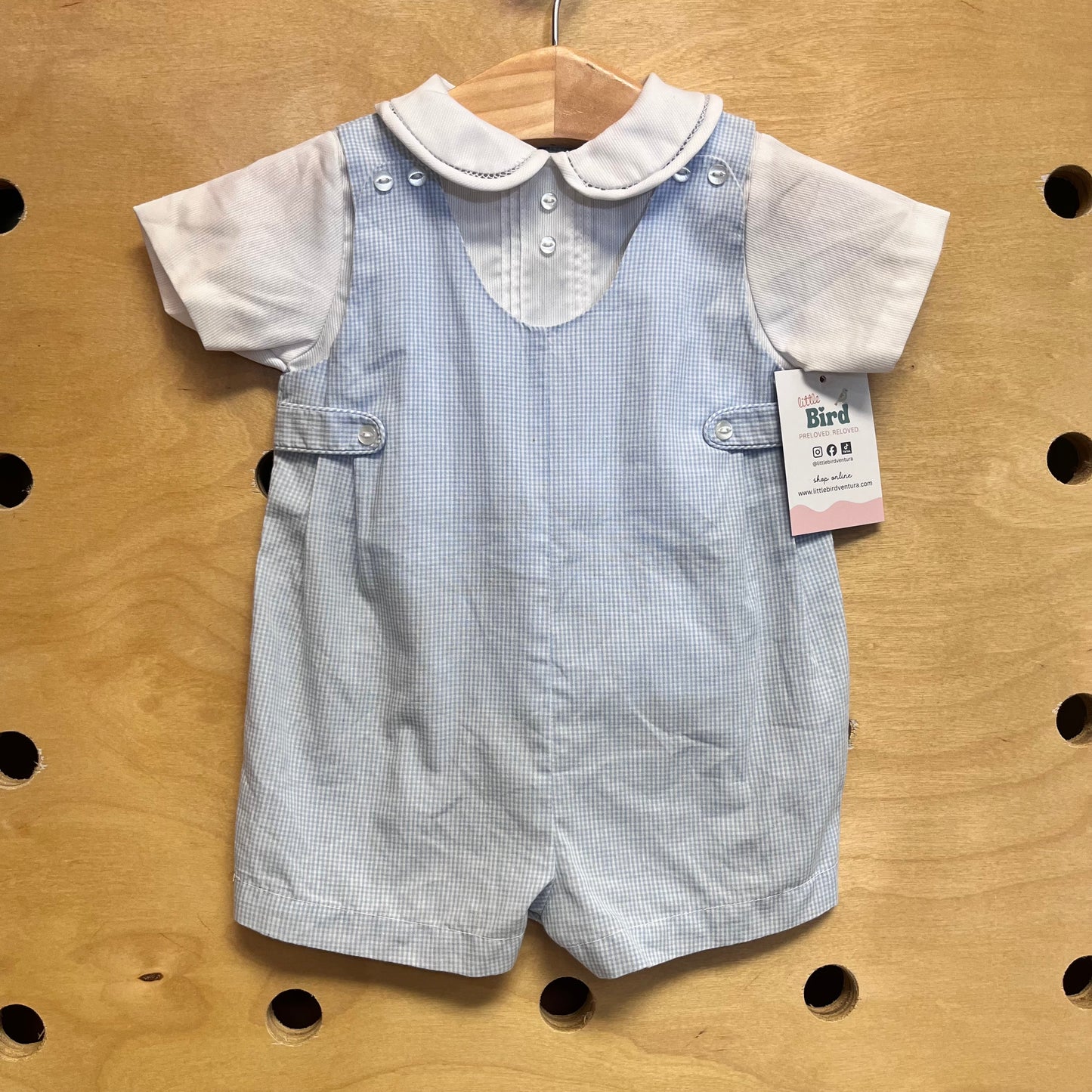 Faux-Layered White/Gingham Romper
