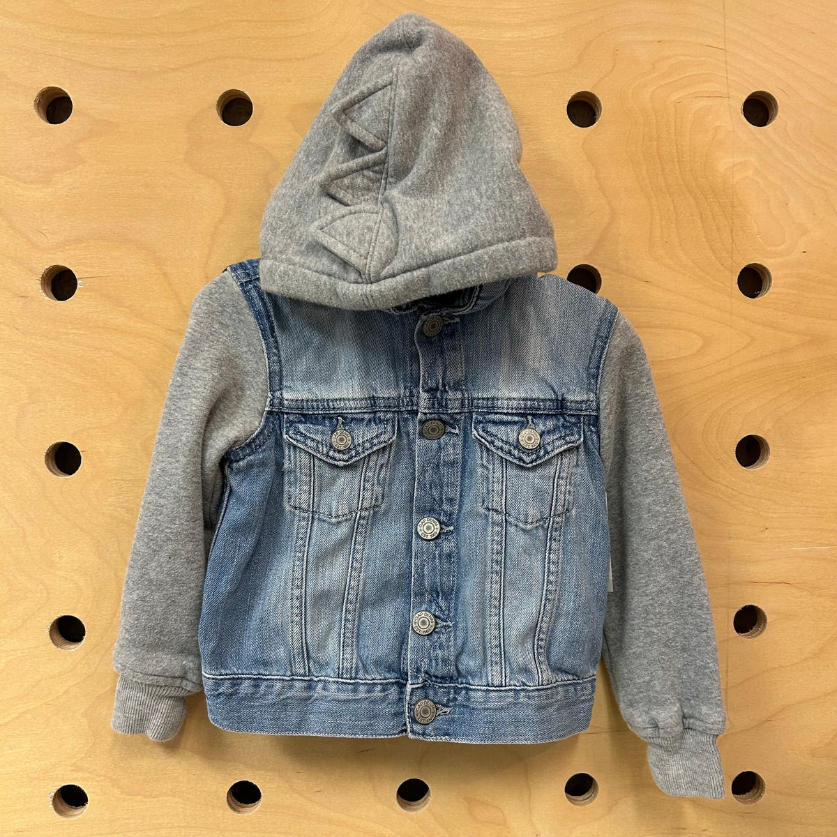 Grey Hooded Denim Jacket