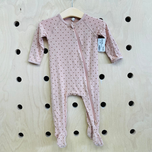 Tan & Brown Hearts Bamboo Zippy