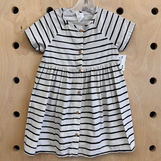 Cream & Black Striped Dress