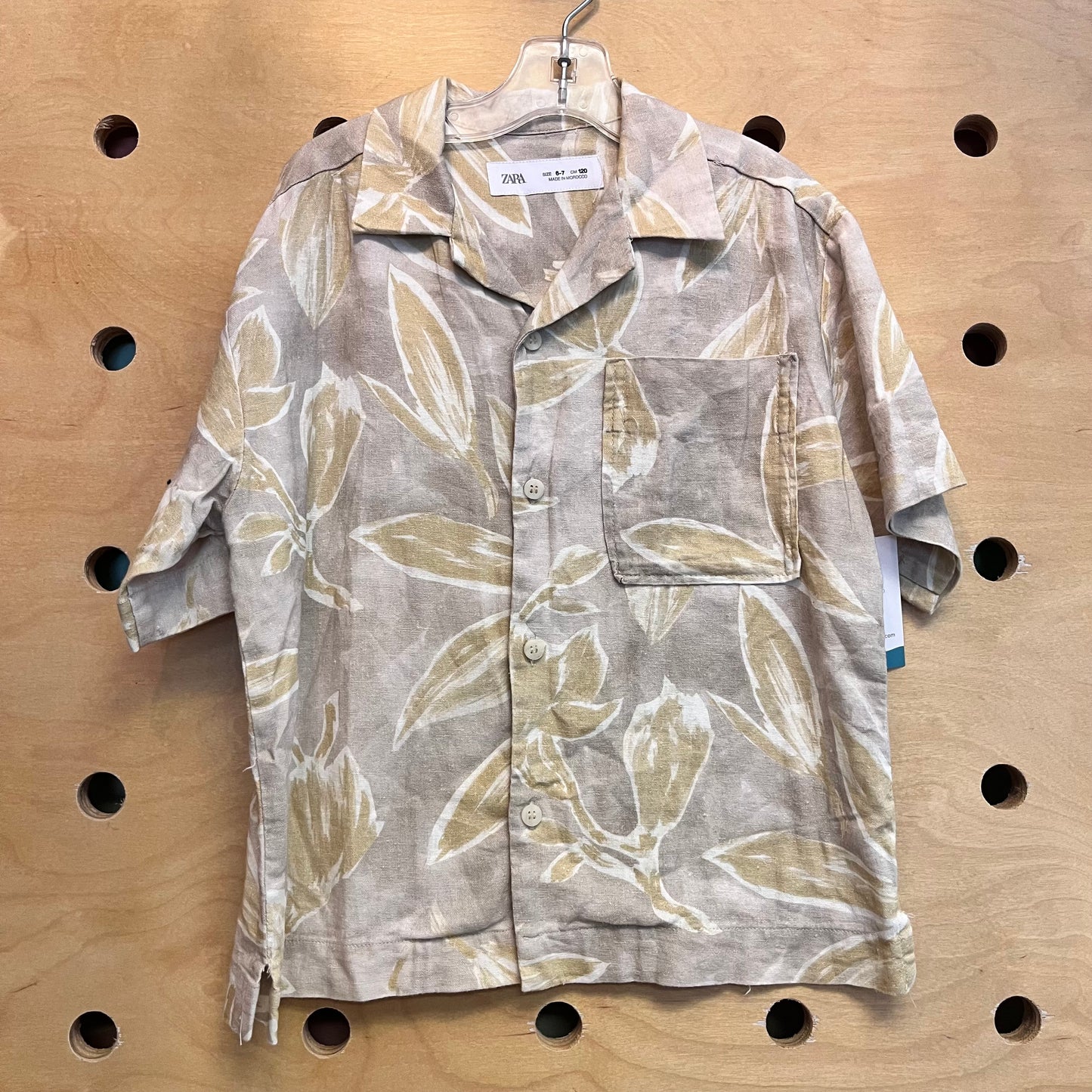 Linen Bamboo Blend Leaves Button Up