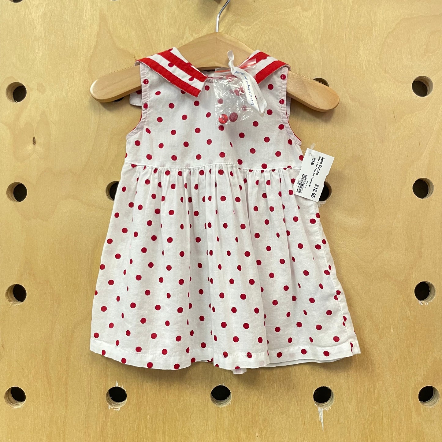 White + Red Polka Dors Dress NEW!